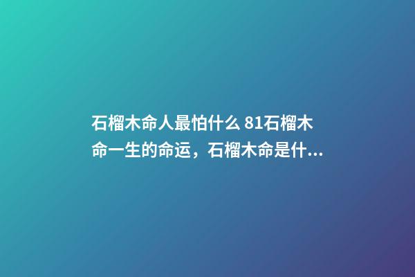 石榴木命人最怕什么 81石榴木命一生的命运，石榴木命是什么意思，石榴木命详解-第1张-观点-玄机派
